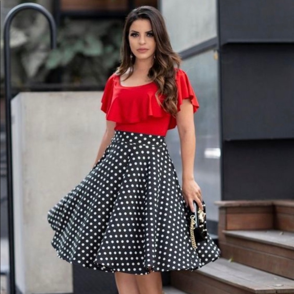 Max Studio Black polka dot skirt, XS